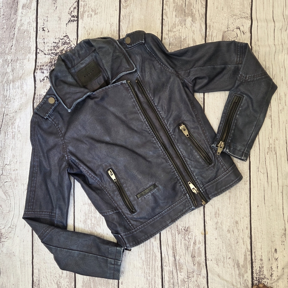 ​[BLANKNYC] Life Changer Moto Jacket in No Sleep - Distressed Navy - XS